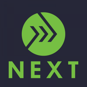 Green logo with the word "next" under it