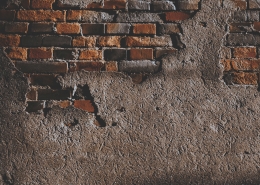 A dark red brick wall.